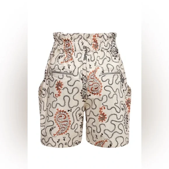 Isabel Marant Etoile Patterned Cream and Black Women Shorts - Picture 4 of 10